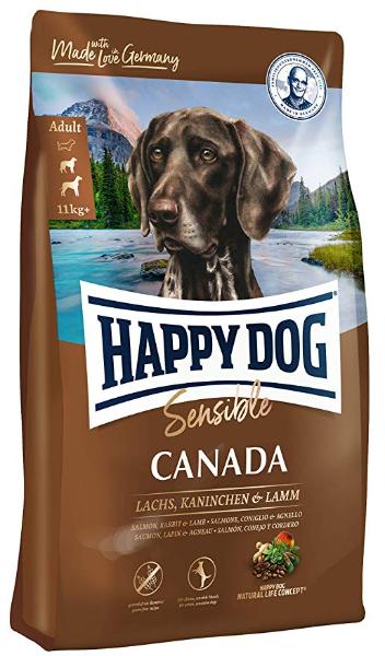Сухой беззерновой гипоаллергенный корм для активных и чувствительных собак Happy Dog Sensible Canada 25/14 (лосось, кролик, ягненок)